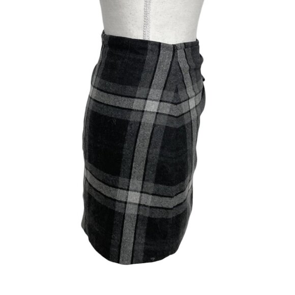 ARITZIA WILFRED GREY PLAID WRAP FRONT TIE WOOL CASHMERE BLEND MINI SKIRT - 0 - Picture 3 of 9